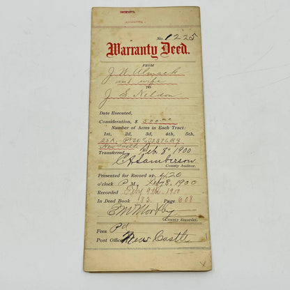 1900 Mortgage Deed JS Nelson Newcastle Ohio C12