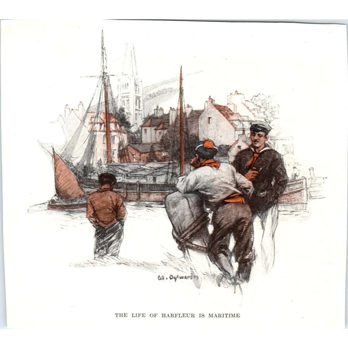 The Life of Harfleur is Maritime - 1921 Original Print TJ7-L