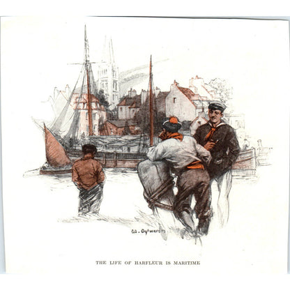 The Life of Harfleur is Maritime - 1921 Original Print TJ7-L
