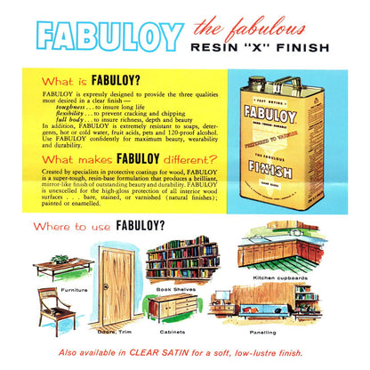 1950s MCM Advertising Leaflet Fabuloy Wood Finish Pierce & Stevens SE4