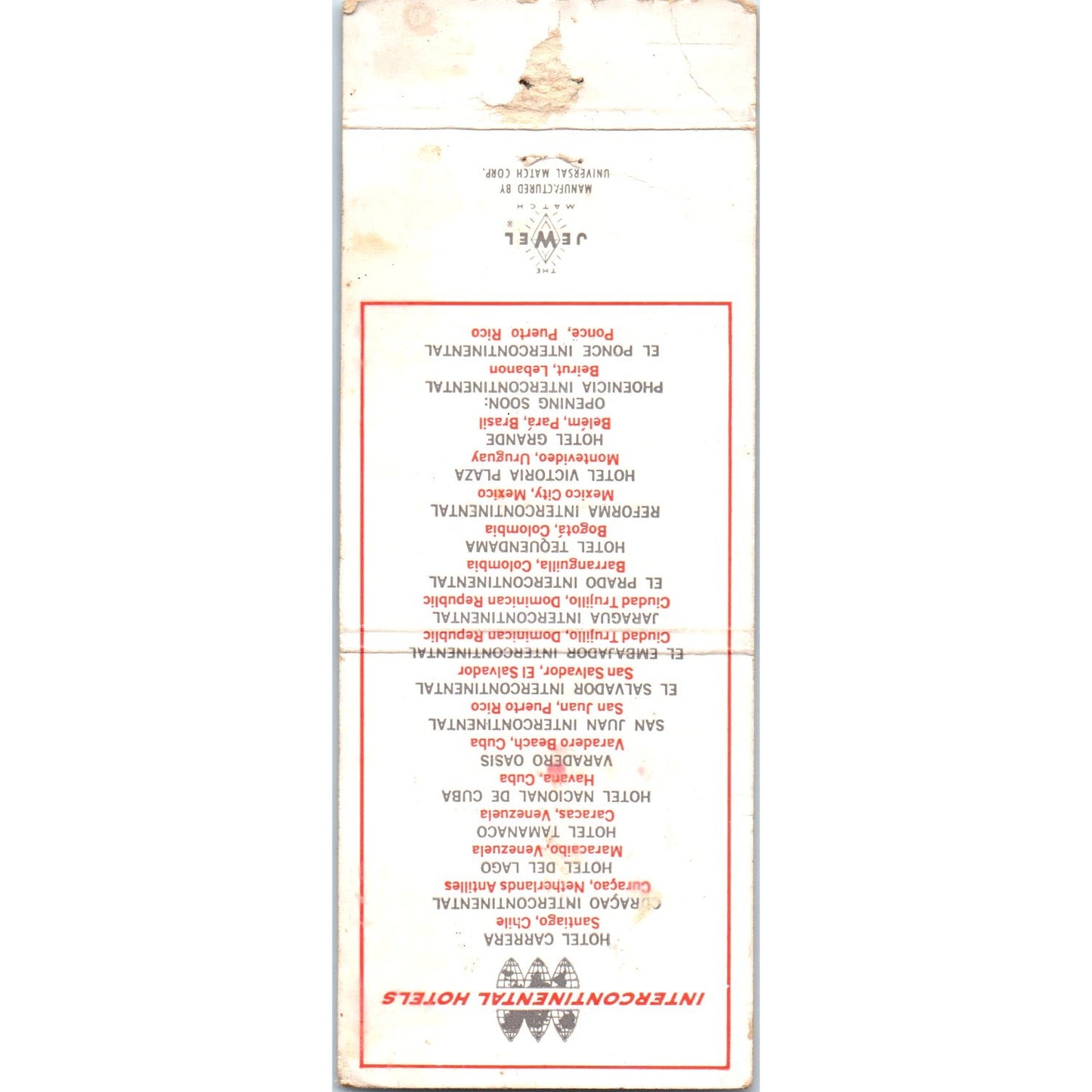 San Juan Intercontinental Hotel Puerto Rico Advertising Matchbook Cover MM9-7