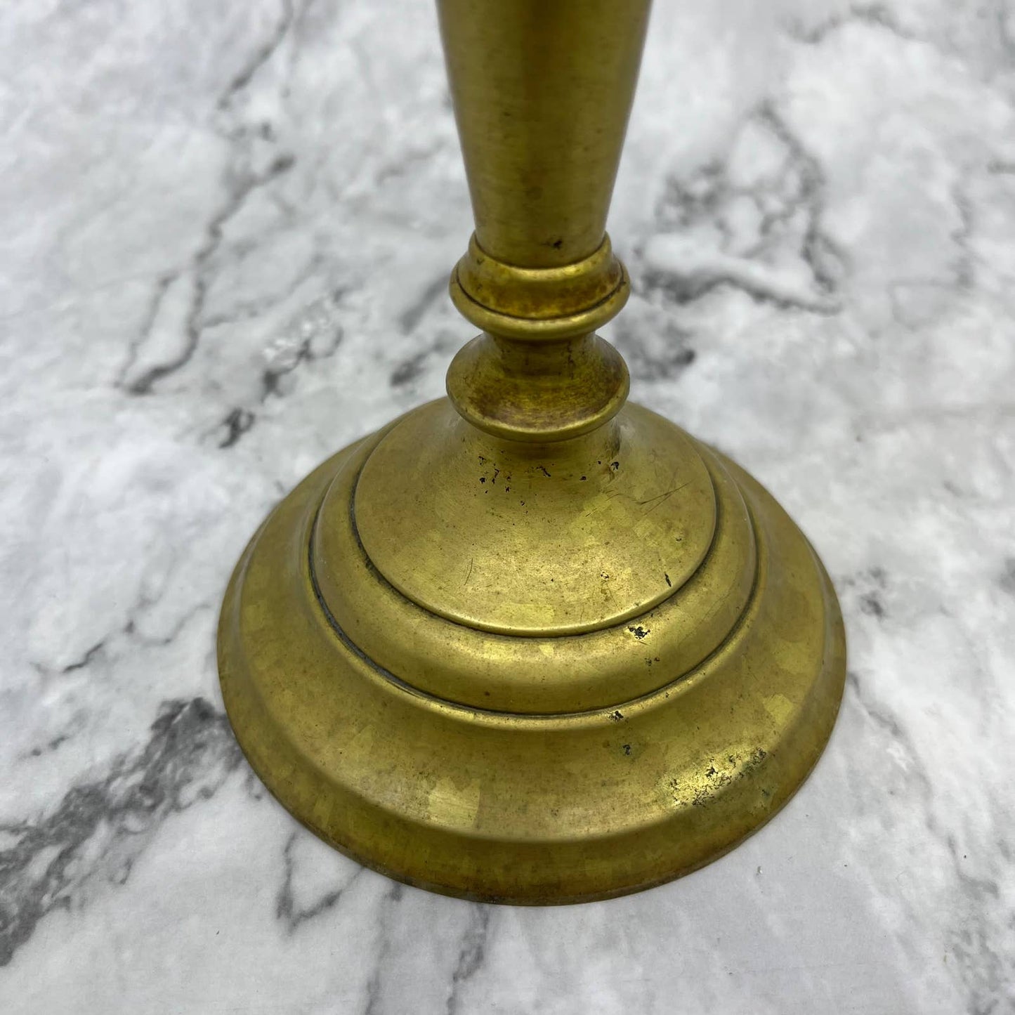 Antique Solid Brass Candlestick Candle Holder Tall Heavy & Great Patina 7” TJ4