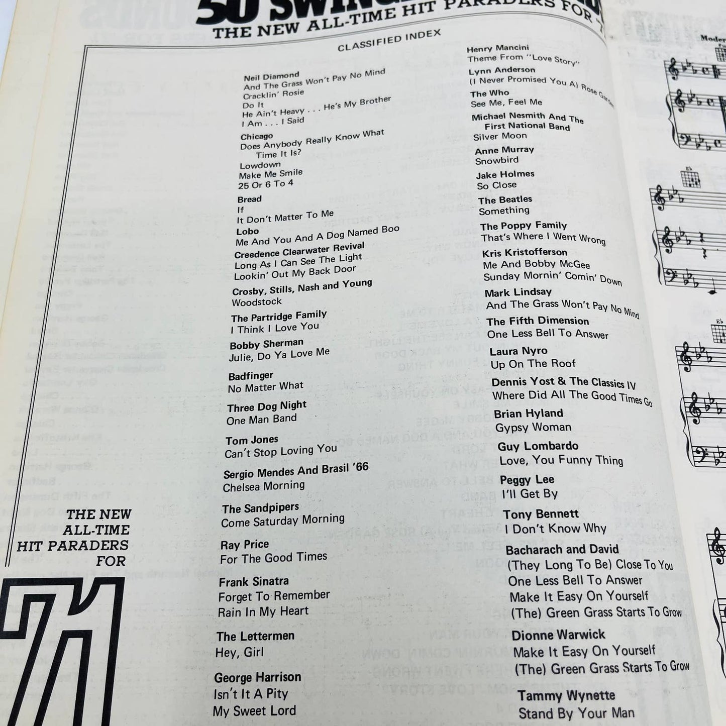1971 Hit Parader 50 Swinging Sounds Sheet Music Book George Harrison CCR BA4