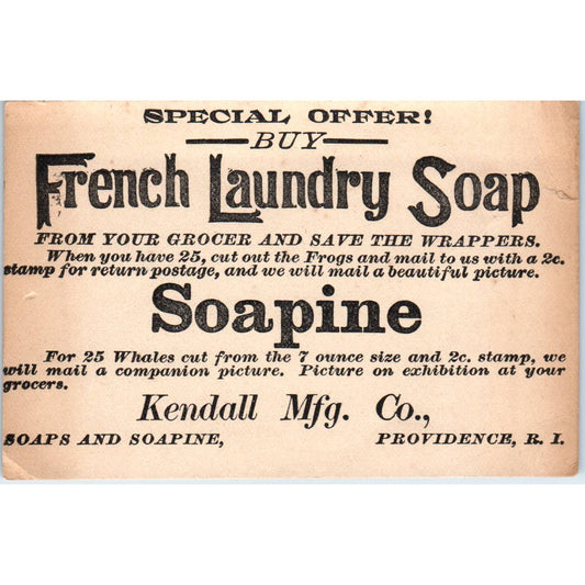 Antique Advertising Card Soapine French Laundry Soap Kendall Mfg Providence SE5