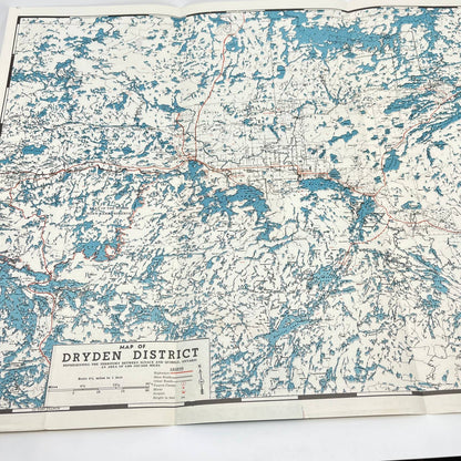 1950s District of Dryden NW Ontario Canada Fishing Brochure & Fold Out Map AB3