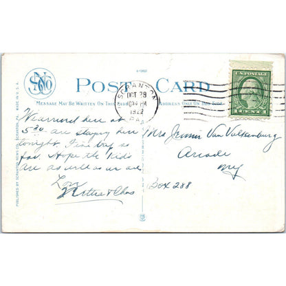 1922 Postcard Skyscrapers and Busy Corner, Scranton PA TD9-P1