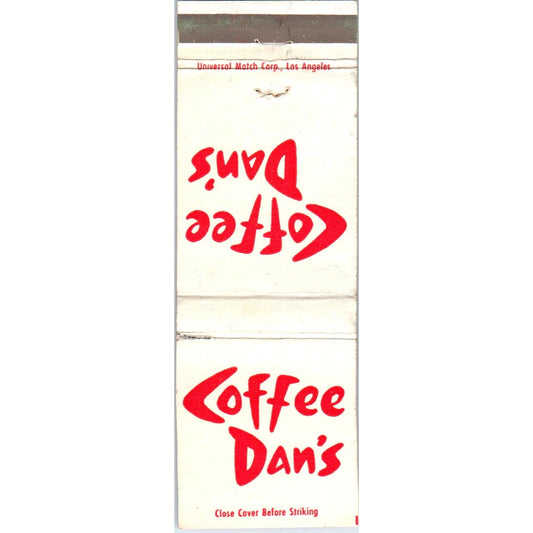 Coffee Dan's Restaurants Los Angeles Phoenix Advertising Matchbook Cover MM9-9