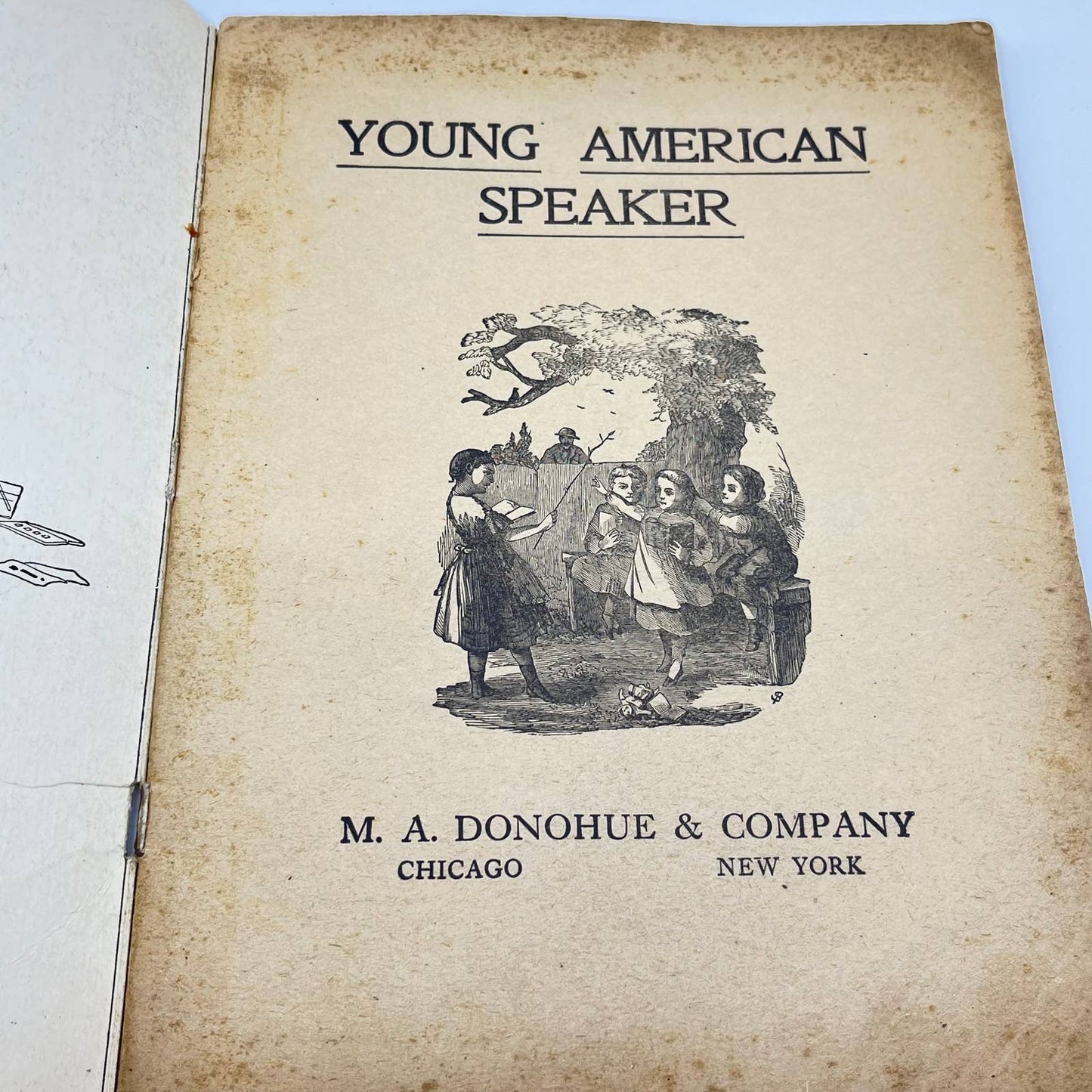 1890 Young American Speaker - Children’s Poem Book - M.A. Donohue TF8