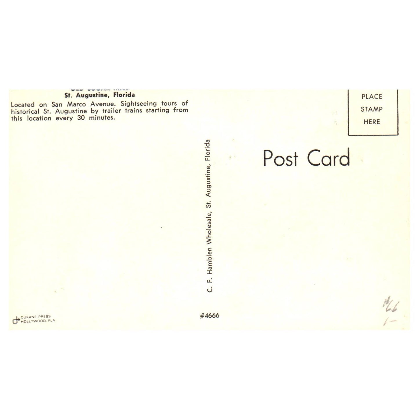 Old Sugar Mill Museum St. Augustine Florida - Postcard TJ8-1