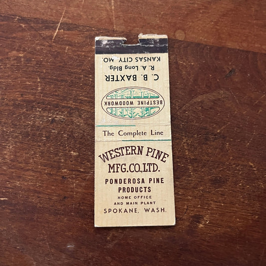 Bestpine Woodwork C.B. Baxter Kansas City MO Advertising Matchbook Cover MM11-4