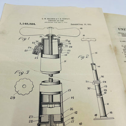 1915 US Patent Compound Air Pump Baldwin & Stapley Diagram and Document D1