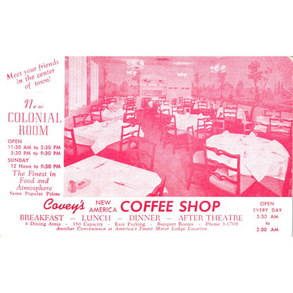 Covey's Coffee Shop Salt Lake City Utah - Original Postcard TJ7-RP3