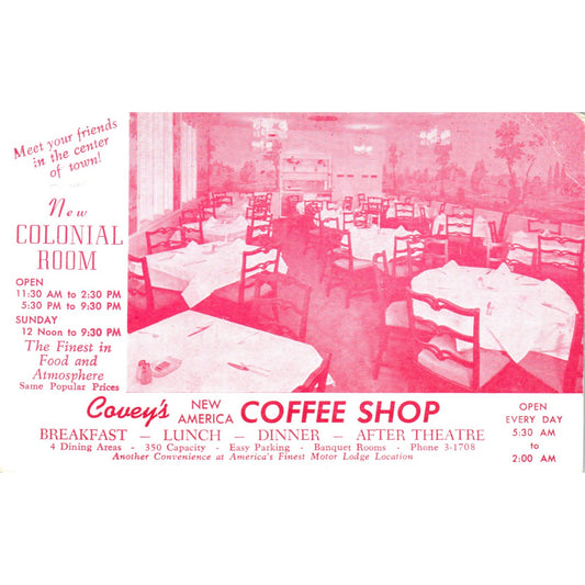 Covey's Coffee Shop Salt Lake City Utah - Original Postcard P3-5