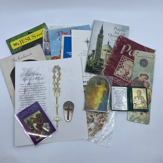 Huge Lot of Vintage Catholic Ephemera Relics Books & More SG5-1