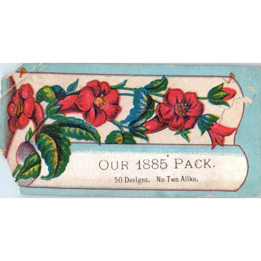 1880s Victorian Calling Card - 1885 Salesman Sample Red Roses SF2