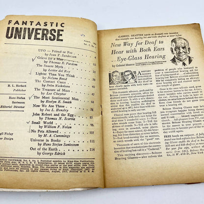 1957 August Fantastic Universe Science Fiction Magazine UFO - Friend or Foe TF3