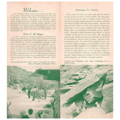 1960 Travel Brochure South Mountain Park, Phoenix Arizona SE4