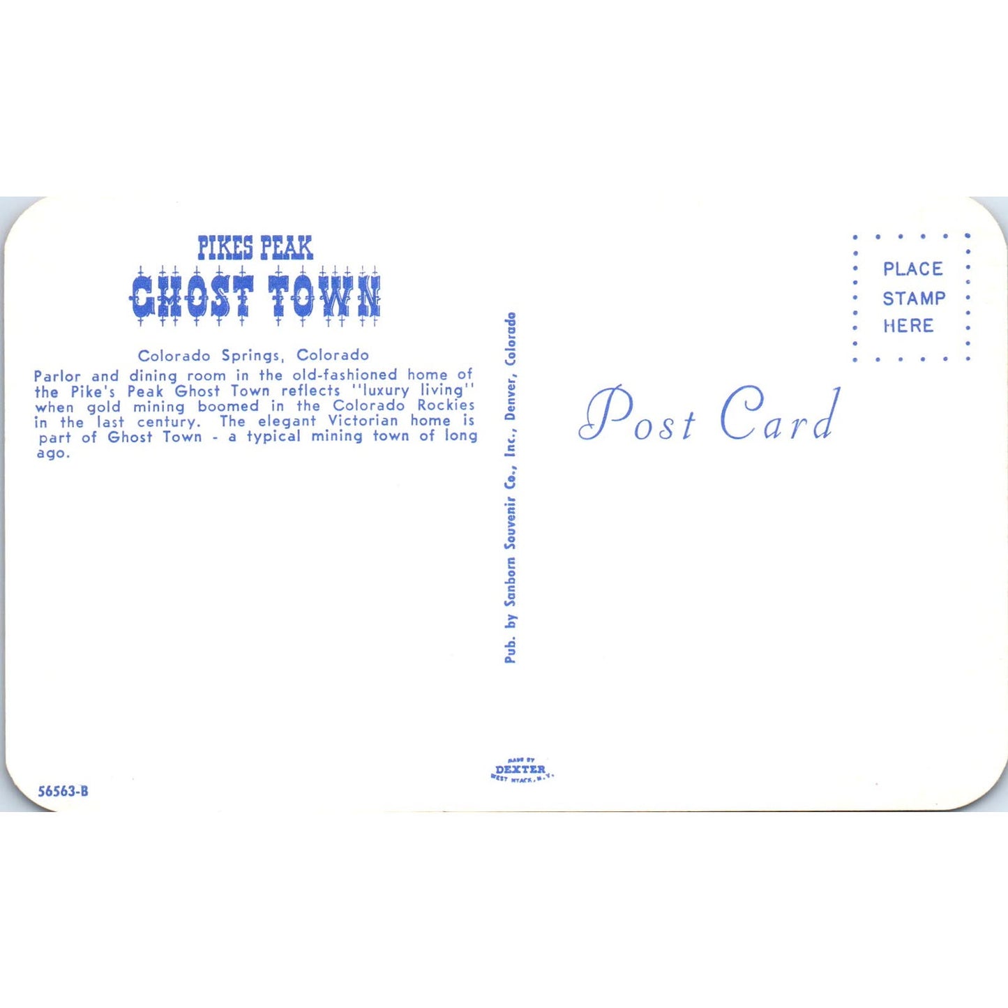 Pikes Peak Ghost Town Doll House Parlor Room Colorado Springs Postcard PB8