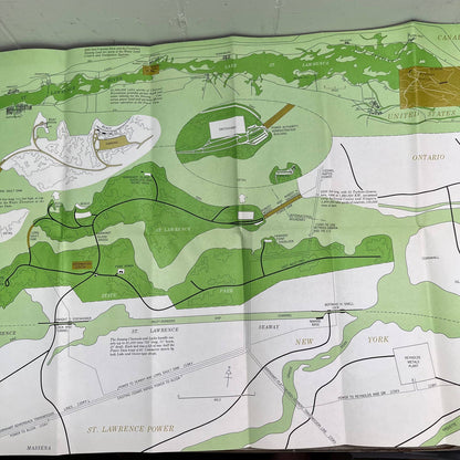 1950s St. Lawrence Park & Power Fold Out 16x20 Map Robert Moses NY A4