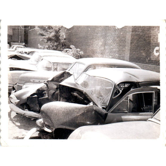 1940's Photograph Wrecked Car Auto Accident Crash 3x4" SE5