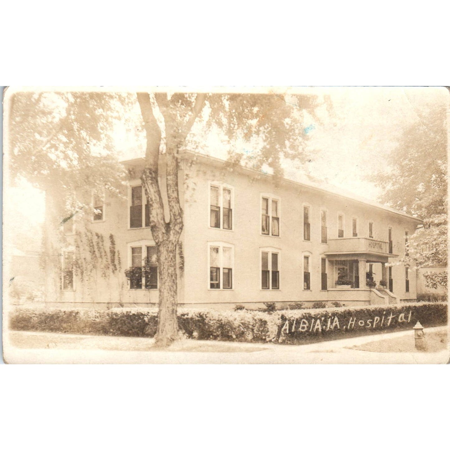 Antique RPPC Postcard Albia Hospital Building Iowa SE8