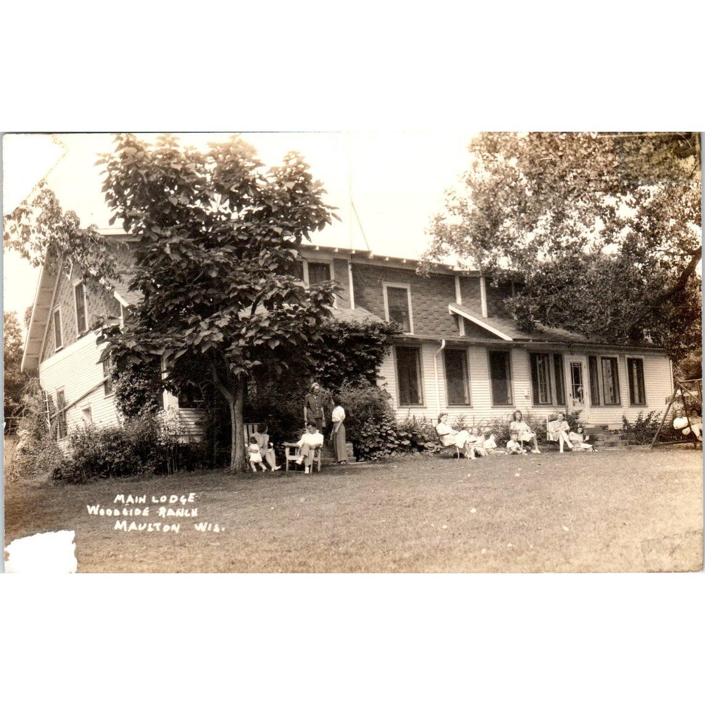 Main Lodge Woodside Ranch Mauston WI RPPC Original Postcard TJ9-P3