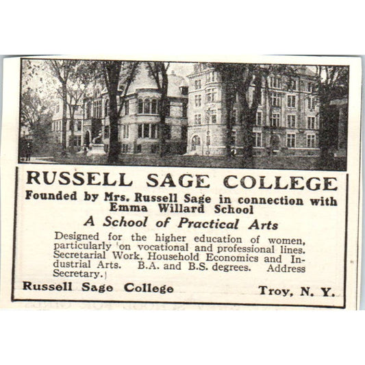 c1920 Harper's Magazine Ad - Russell Sage College for Girls Troy NY EA3-1