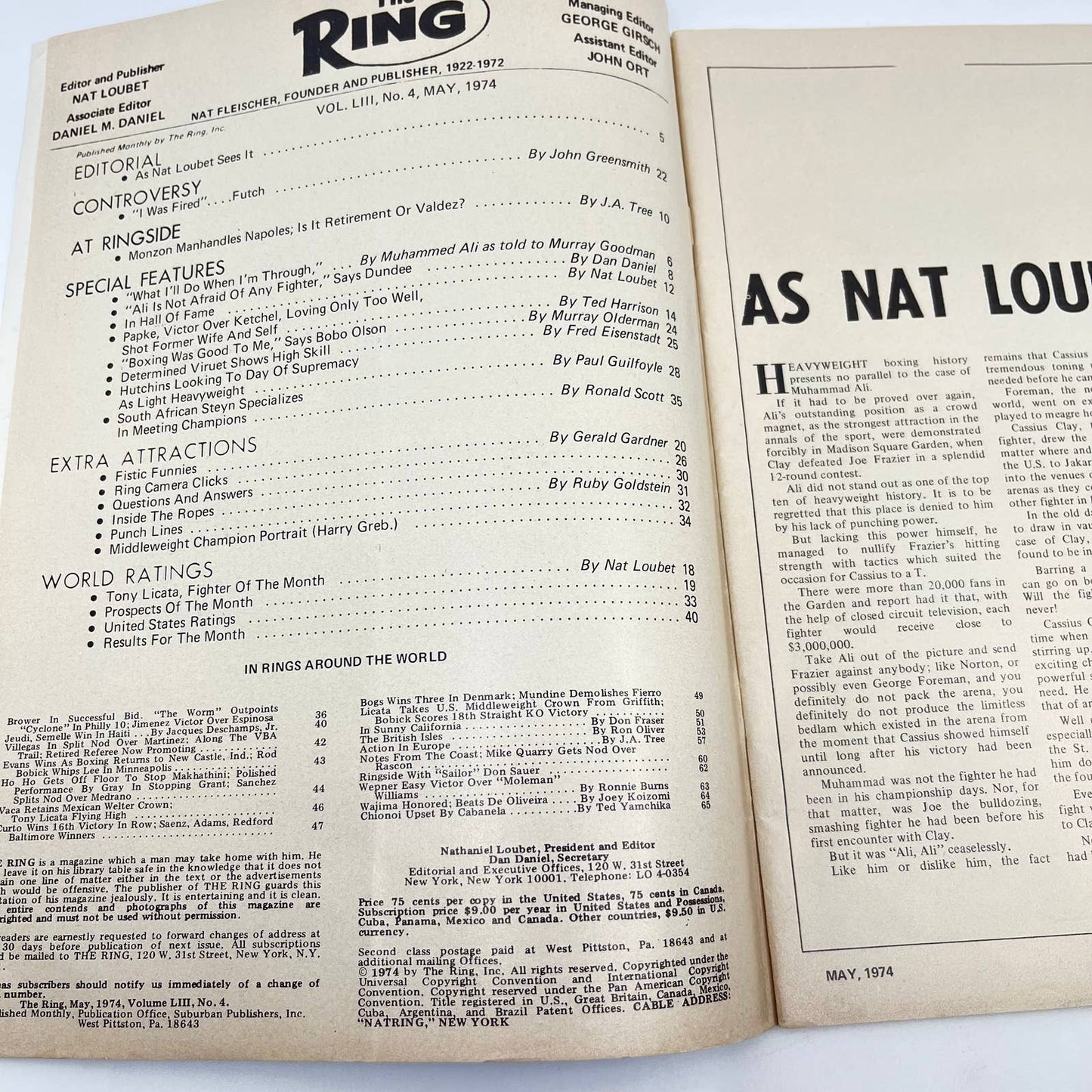 MAY 1974 THE RING vintage boxing magazine - MUHAMMAD ALI when I'm through TF6