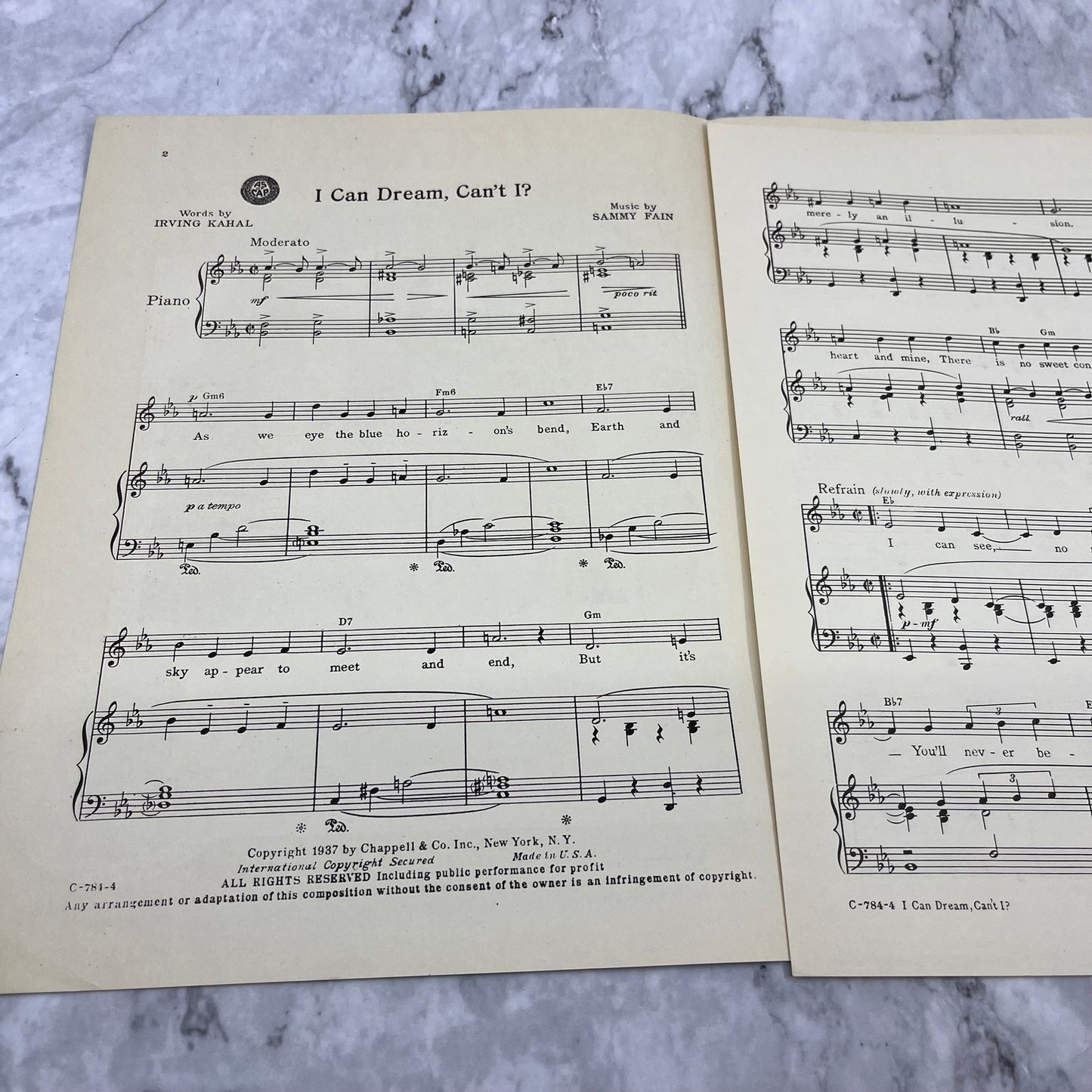 1937 Andrews Sisters I Can Dream Can’t I Gordon Jenkins Vintage Sheet Music V39-2