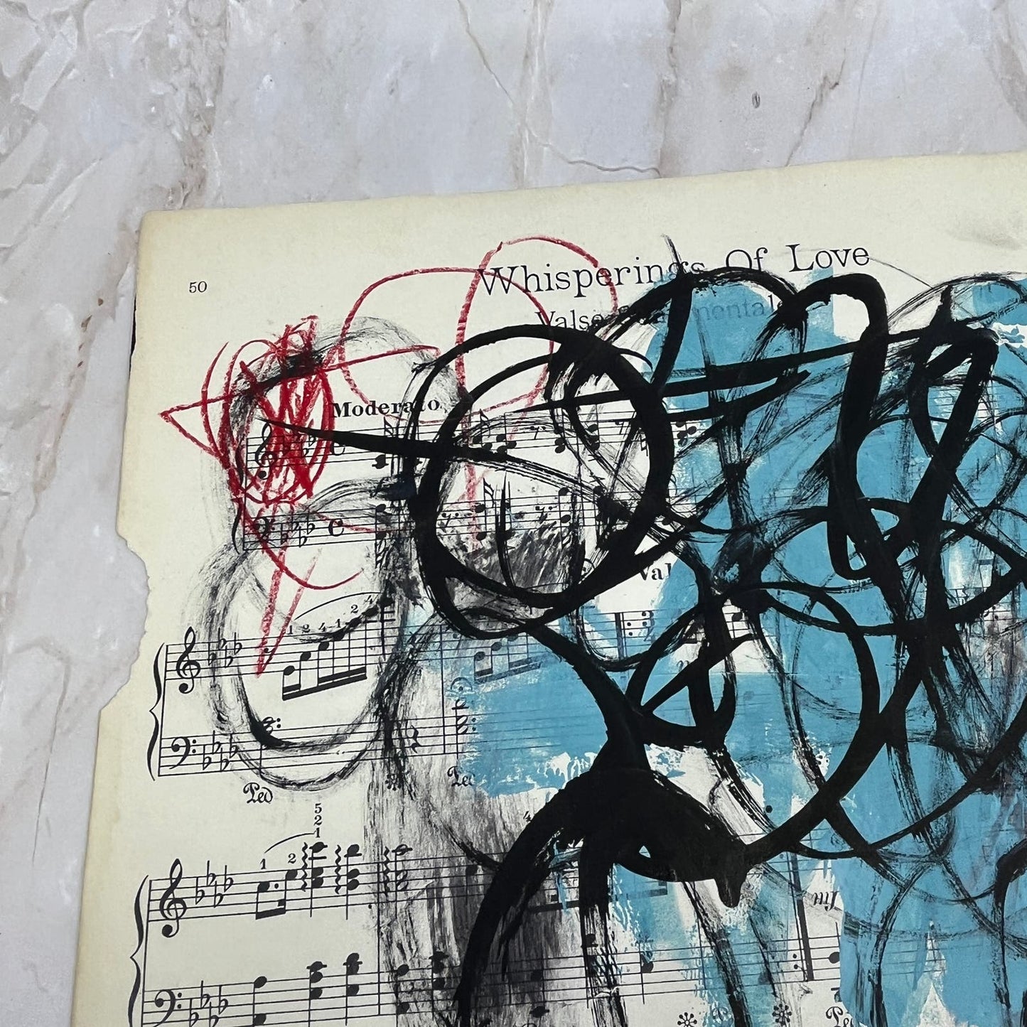Original Mixed Media Abstract Art Painting 9.5x13” Vivid Notes Signed #11