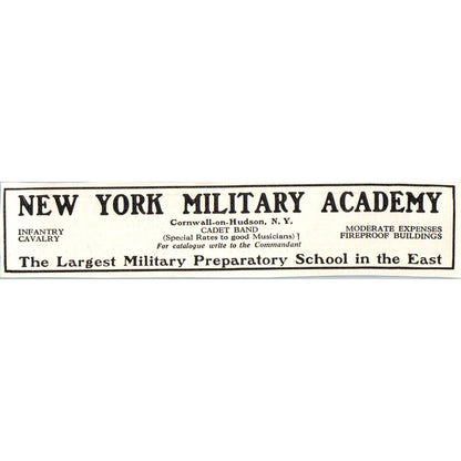 c1920 Harper's Magazine Ad - New York Military Academy Cornwall-on-Hudson EA3-3