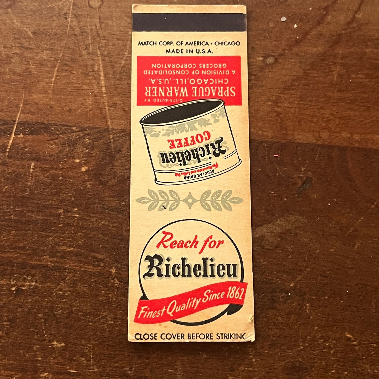 Richelieu Coffee Sprague Warner Chicago Advertising Matchbook Cover MM9-3