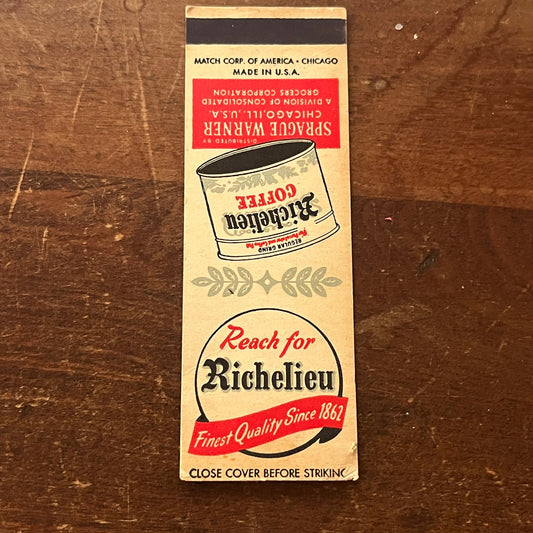 Richelieu Coffee Sprague Warner Chicago Advertising Matchbook Cover MM9-3