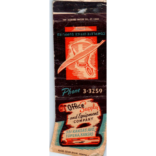 Office Supply & Equipment Co Topeka KS Advertising Matchbook Cover MM9-1