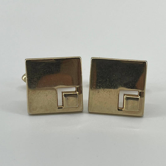 Vintage 1950s MCM MOD SWANK Cufflinks Double Square Gold Tone SE1