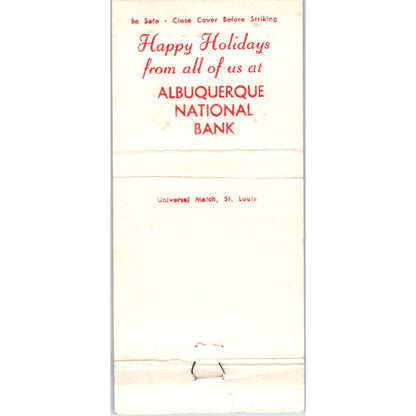 Happy Holidays Albuquerque National Bank Advertising Matchbook Cover MM9-7