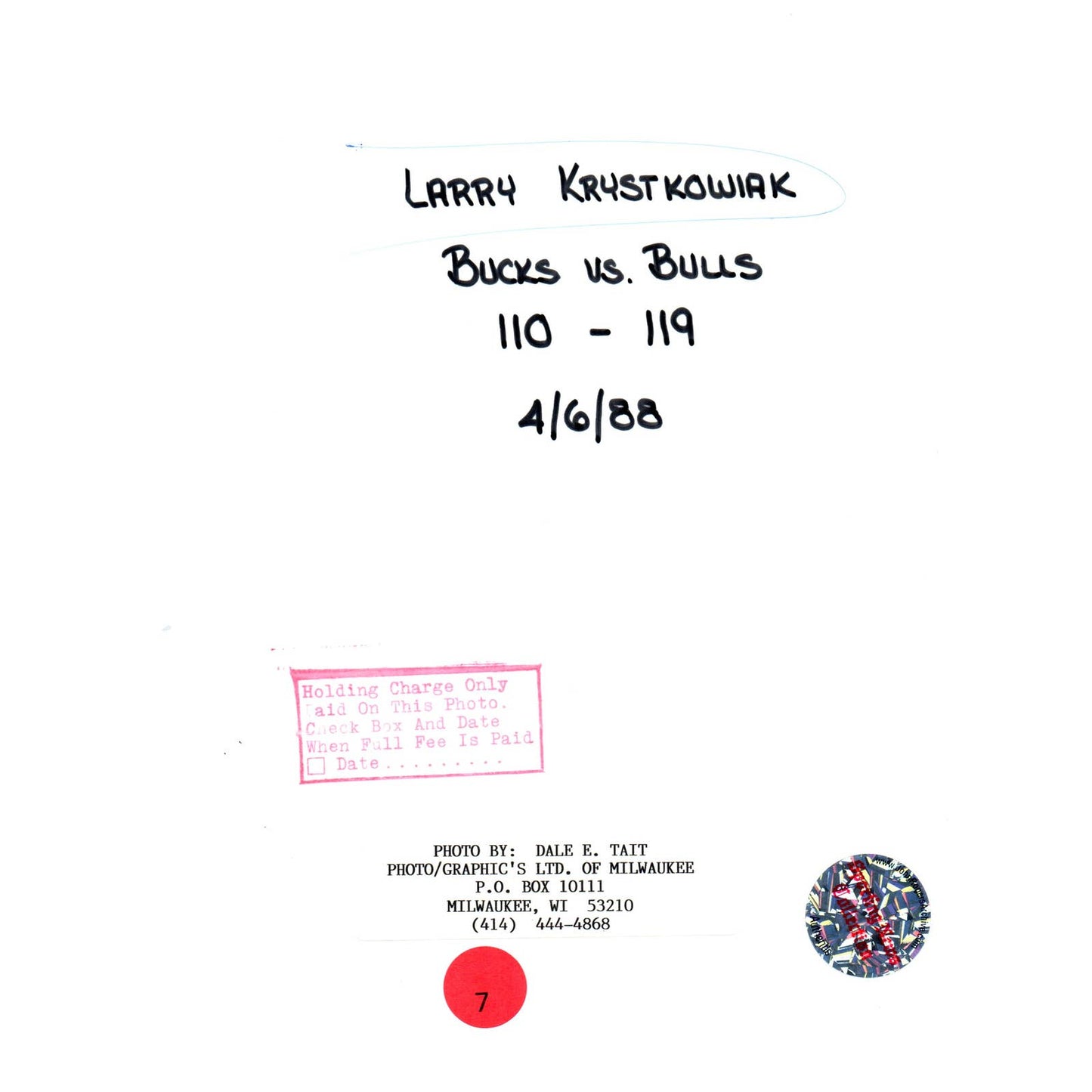 1988 Press Photo Basketball NBA Milwaukee Bucks Larry Krystkowiak 8x10" AD3