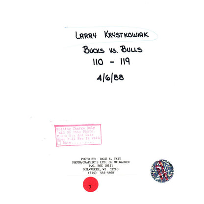 1988 Press Photo Basketball NBA Milwaukee Bucks Larry Krystkowiak 8x10" AD3