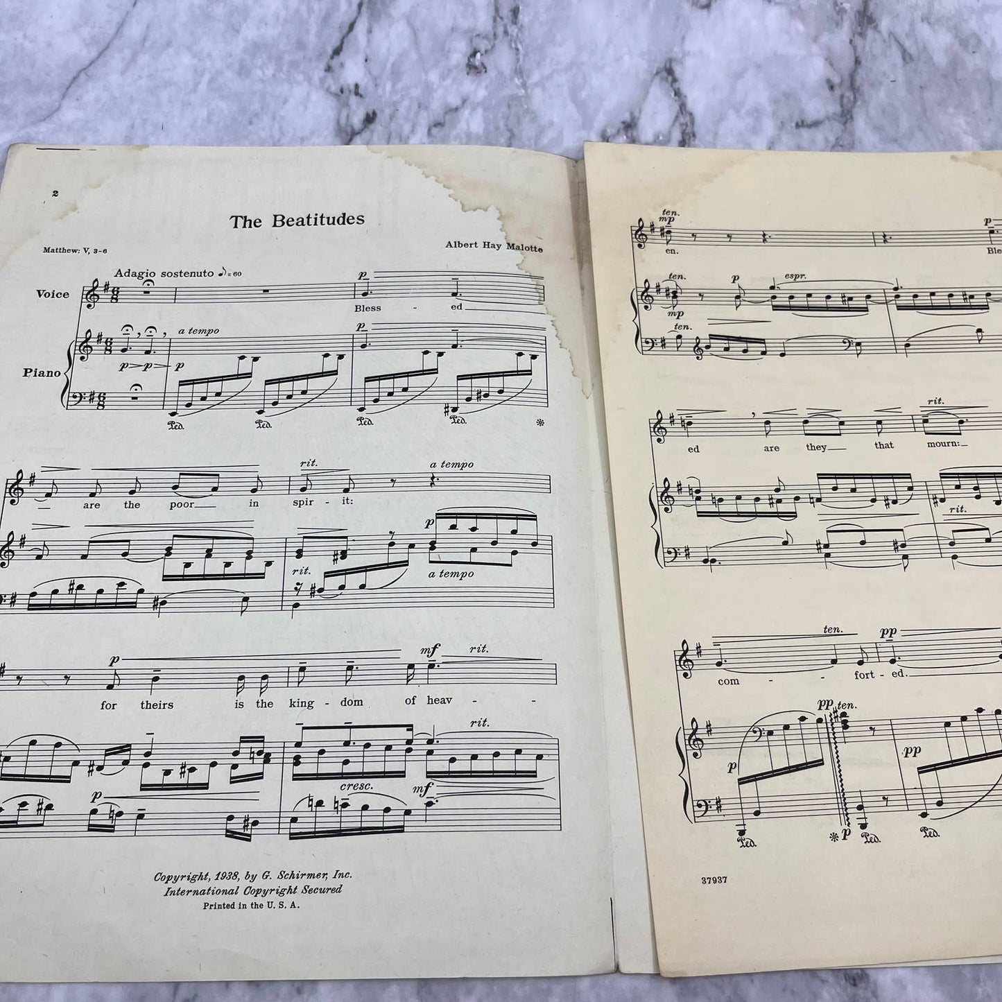 The Beatitudes Sheet Music Voice and Piano 1938 Vintage Albert Hay Malotte TH5