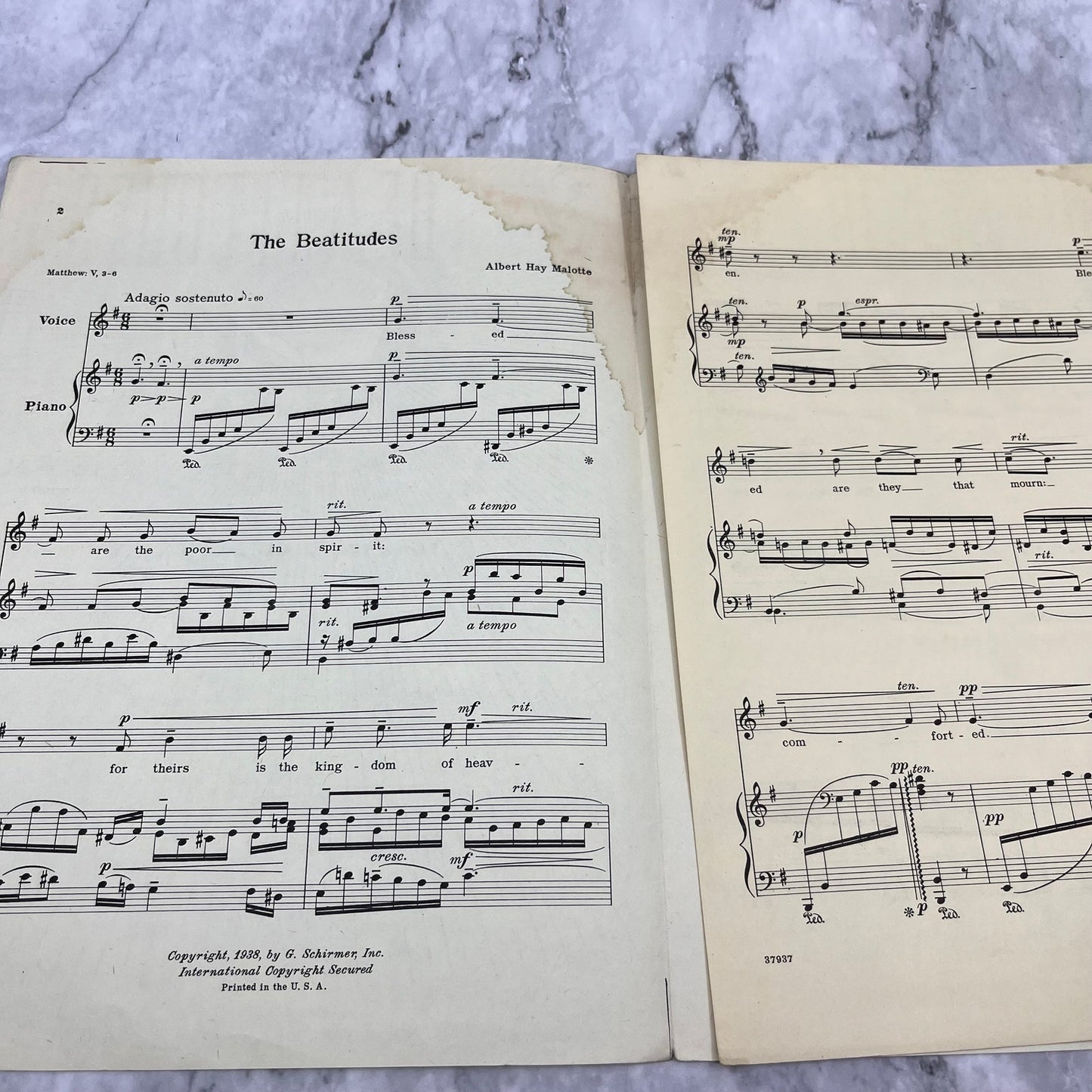 The Beatitudes Sheet Music Voice and Piano 1938 Vintage Albert Hay Malotte V39-2