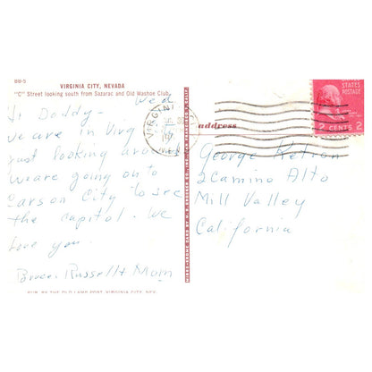 Vtg Postcard - C Street - Sazarac & Old Washoe Club Virginia City NE TJ6-1