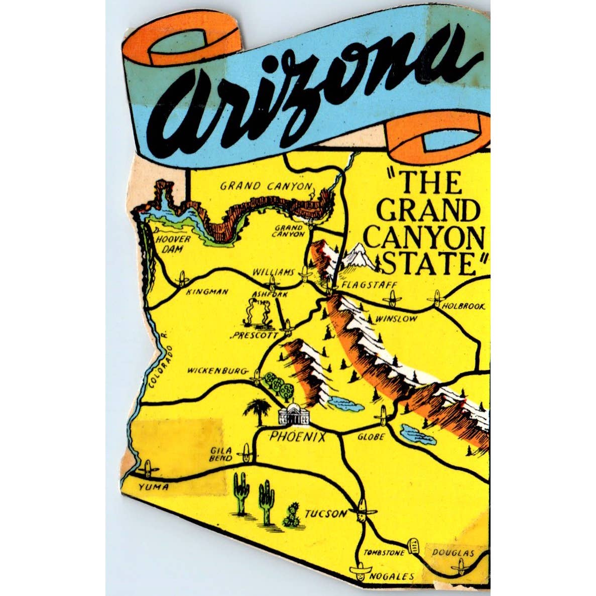 1960s Arizona the Grand Canyon State Souvenir Decal Sticker 2.5x4" SE5