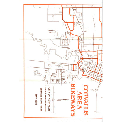 1980s Corvallis Oregon "Corvallis Area Bikeways" Fold Out Map Brochure SF3