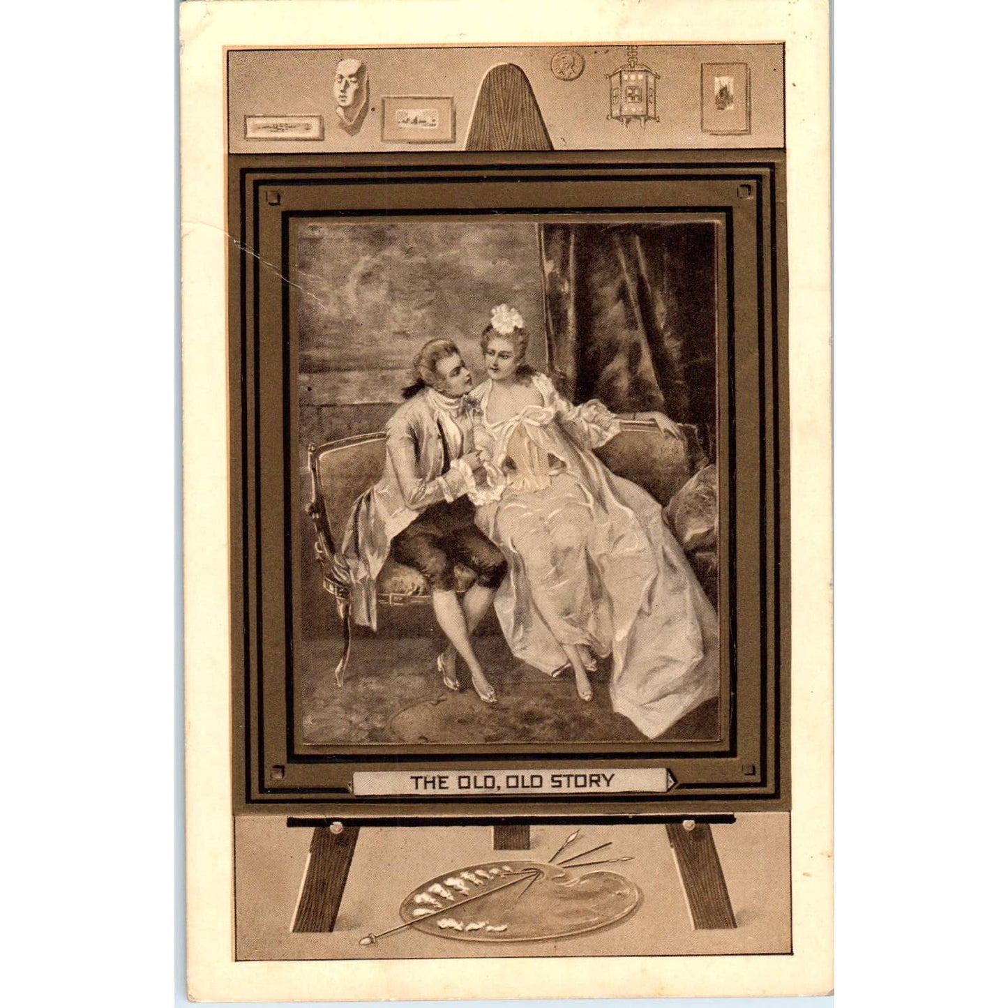 The Old, Old Story Easel Painting 1911 Original Postcard TJ9-P2