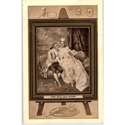 The Old, Old Story Easel Painting 1911 Original Postcard TJ9-P2