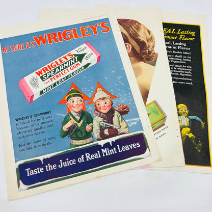 1927-30 Set 3 Wrigley’s Spearmint Doublemint Gum Original Print Ads 10x13.5” TA8