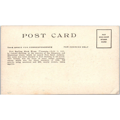 Fort Snelling Block House Minnesota Original Postcard AD8-P20