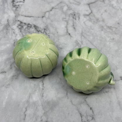 Vintage Ceramic Small Sugar and Creamer Set Green Ombre Squash 2.5" TJ1