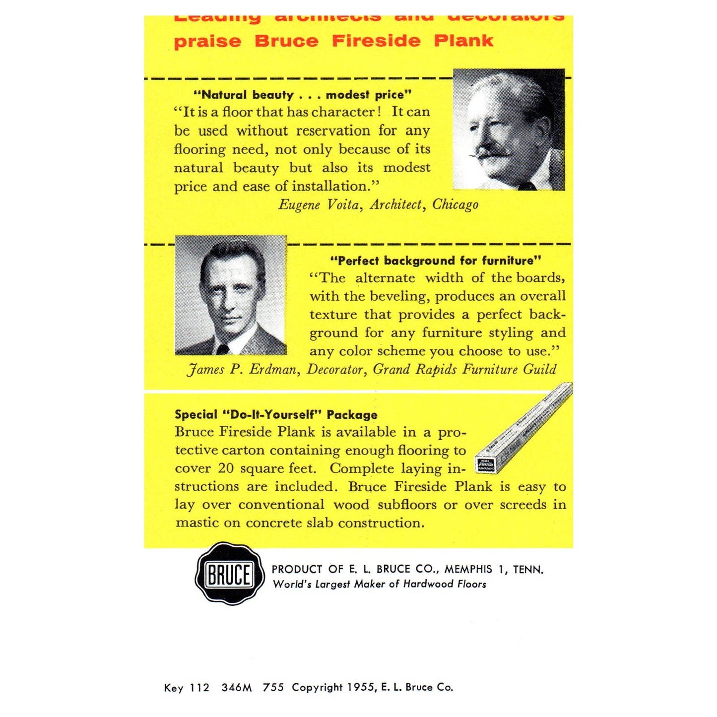 1950s MCM Advertising Brochure Bruce Fireside Plank Hardwood Floor SE4