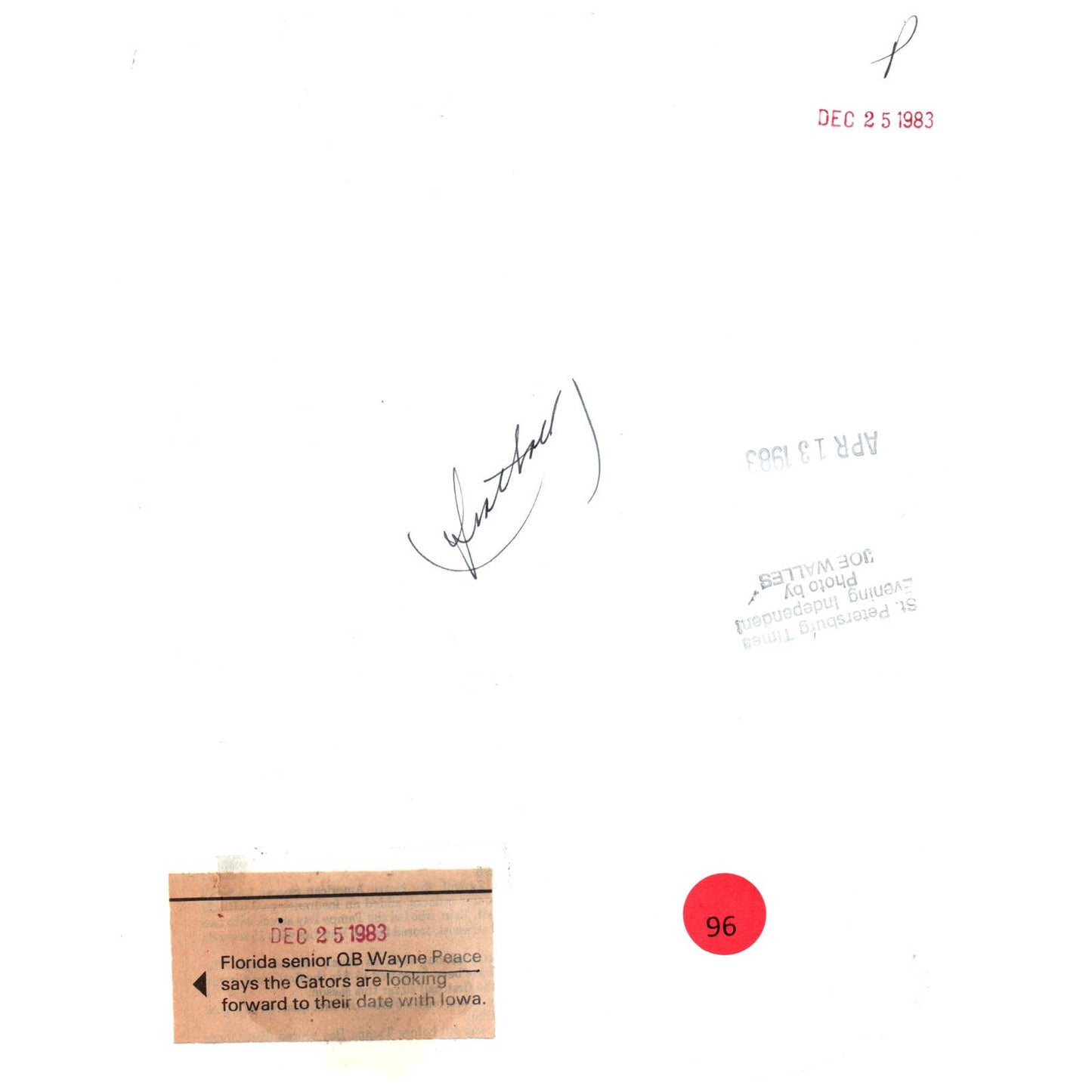 1983 Press Photo Football NCAA Florida Quarterback Wayne Peace 8x10" AD3